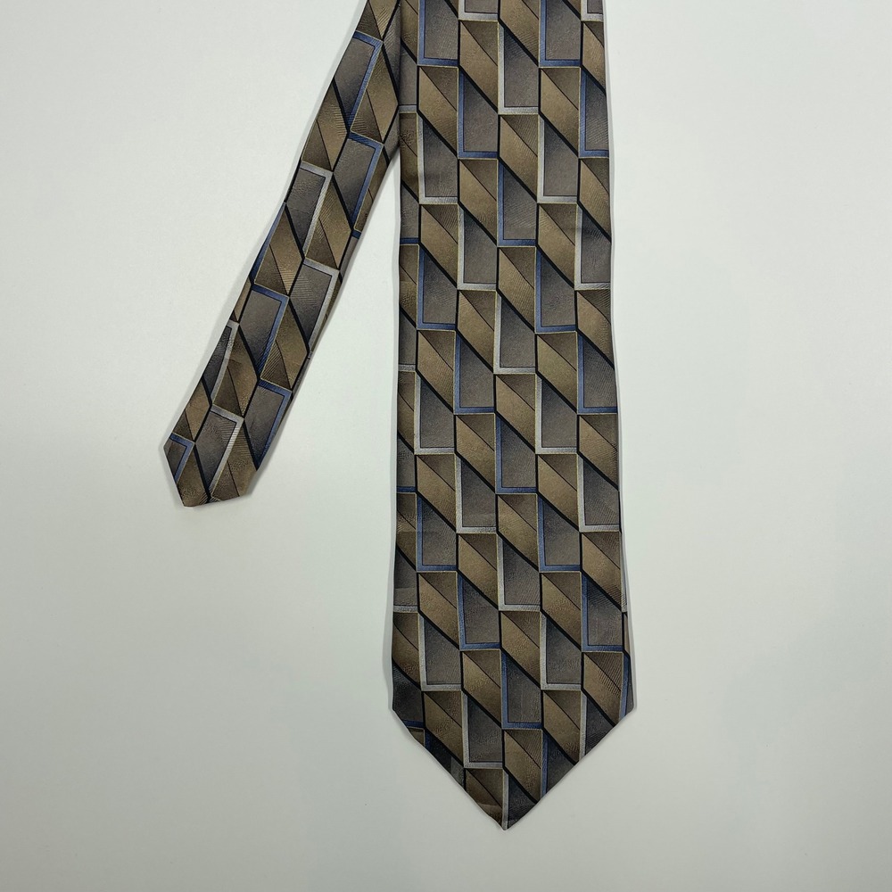 Arrow Brown Geometric Silk Necktie Mens OS